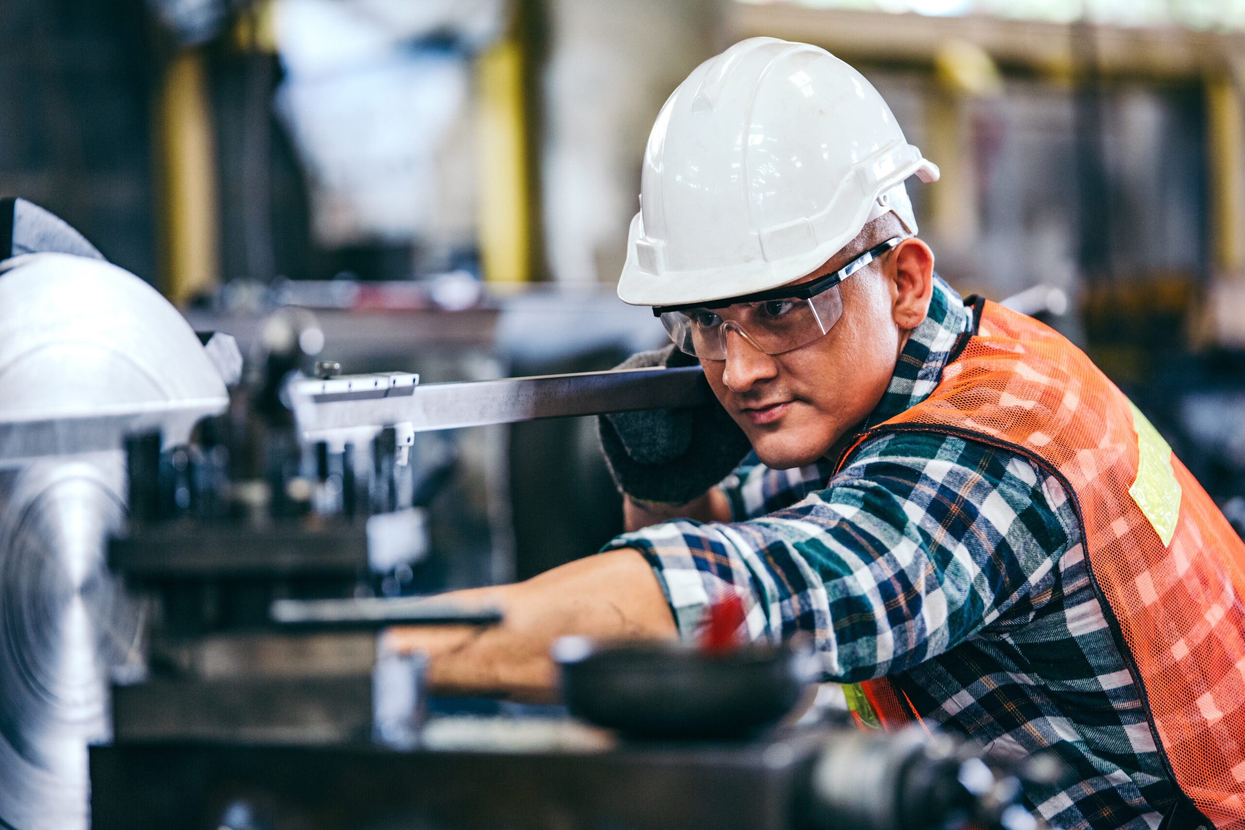 Male engineer metalworker industrial experienced operator techn